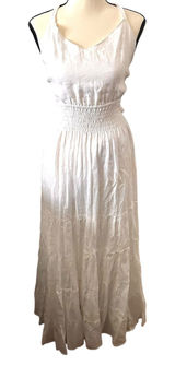 LUSANA Archie Linen Open Back Maxi Dress‎ White NWT Sz 4 Photo 0