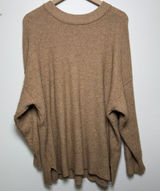Aerie Women‎ Cozy Up Waffle Sweater Medium Tan Oversized Crewneck Photo 0