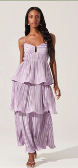 ASTR The Label Formal Lupin Pleated Tiered Maxi Dress Photo 0