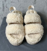 UGG Fluffita Slingback Platform Slippers Women’s Size 6 Fuzzy Shearling Sandals Photo 0