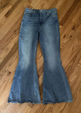 7 For All Mankind Megaflare Super High Rise Denim Size 32 Festival Bell Bottoms Photo 0