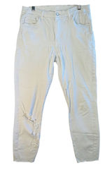 Mother High Waisted Looker Ankle Fray White Distressed Skinny‎ Jeans 29 READ Photo 0