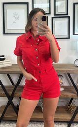 Red Jean romper  Photo 0