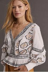 Embroidered Blouse with Ruffle Trim Photo 0