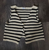 Isalis Crochet Cream and Black Cardigan Vest Photo 0