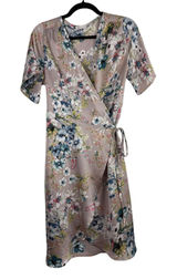 Luna Floral Wrap Dress Mauve Blue V-Neck Short Sleeve Small 17659 Soft‎ Romance Photo 0