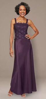 Alex Evenings Gown Formal Dress‎ Women 16 Purple Sequin Lace Satin Elegant Photo 0