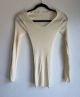 Pradegal long sleeve lettuce cut blouse top xs/s wool silk Photo 0