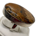 Vintage‎ Sterling Silver 925 Picture Jasper Oval Statement Ring Size 7 13.58g Photo 0