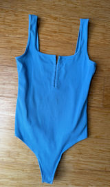 Abercrombie Soft A&F Blue Ribbed Hook & Eye Bodysuit M Photo 0