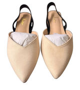Lulu's NIB Mae Faux Suede Pointed-Toe Slingback Flats in Beige and Black Size 10 Photo 0
