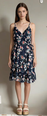 ABERCROMBIE & FITCH | Blue Floral Wrap Mini Dress Sz S(T) Photo 0
