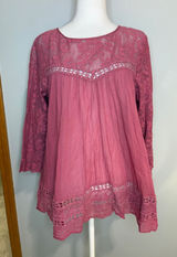 Free People FP One Golden Age Lace Long Sleeve Open Back Cotton Top Small Photo 0