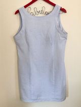 Lauren James Blue/white Seersucker Mini Dress L Photo 0