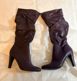 Christian Siriano Knee High Boots PLUM/eggplant color Ruched Zip size 9 Women Photo 0