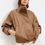 LOFT Twill Anorak Cropped Jacket Neutral Tan Brown Size Small Photo 0