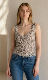 NWT Abercrombie & Fitch White Black Floral Mesh Ruched Sleeveless Blouse Size M Photo 0