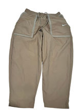 Nike‎ Sportswear Utility Cropped Pants Tan Khaki Faux Fur Fleece Trim Large Photo 0