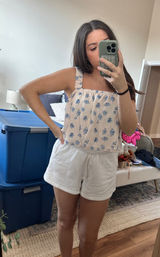 white and blue floral tank shein Photo 0