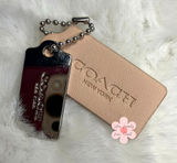 1.5" COACH Cream Silver Hang Tag Key Fob Bag Charm Set Photo 0