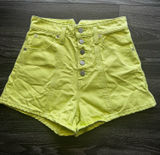 Levi's Notch High Waisted Denim Mom Shorts Daiquiri Neon Green Photo 0