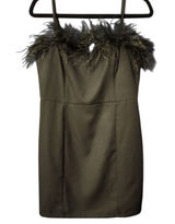 Emory Park Womens Sleek Mini Party‎ Dress Black Ostrich Feather Trim Bodycon L Photo 0