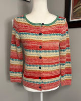 Sparrow Anthropologie Merino Wool Mohair Striped Fair Isle Cardigan Sweater M Photo 0
