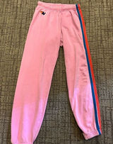 Aviator Nation Pink Track Pants with Multicolor Stripes Photo 0