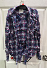 Abercrombie & Fitch Blue and Red Plaid Flannel Shirt Photo 0