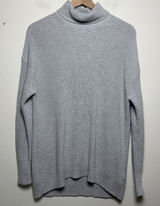 J.‎ Crew Women Cotton Cashmere Turtleneck Sweater Small Gray Shaker Knit Luxury Photo 0