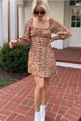 Faithfull the‎ Brand Ira Animal Print Square Neck Mini Dress Size 2 Safari Chic Photo 0