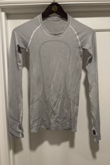 Lululemon Top Long Sleeve Swiftly Tech Striped Black White Photo 0