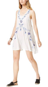 Free People Medium Slip Dress Adelaide Festival White Blue Floral Boho Mini 195‎ Photo 0