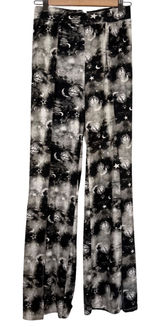 Poof New York Celestial Sun Moon Stars Women's Wide‎ Leg Pants Black White Small Witchy Gothic Photo 0