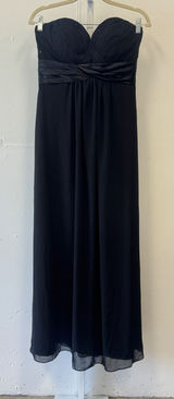 Bill Levkoff Black Strapless Sweetheart Sequin Chiffon Gown Dress Size 8 Formal Photo 0