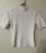 Abercrombie Mock Neck Short Cream Merino Wool Blend Knit Sleeve Top XS Photo 0