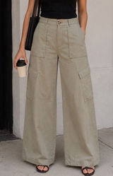 MNG Mango Cargo Pants Woman 6 Beige Wide Leg Lightweight Utility Casual Trousers Photo 0
