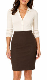 Ann Taylor 6P Brown Wool Blend Pencil Skirt Preppy Office Academia Photo 0