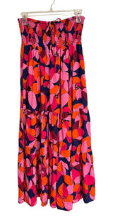 Abel the Label Anthropologie Dress Strapless Midi Pink Orange Floral Small Photo 0