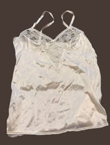 Vintage Ivory Satin Lace Camisole Top Adjustable Straps Off White Lingerie Camis Photo 0
