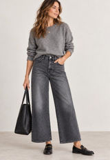 Madewell Perfect Vintage Wide-Leg Crop Jeans Size 31 Washed Black High Rise Photo 0