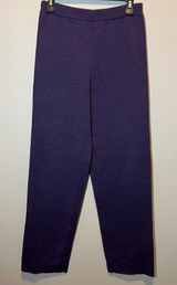 Eileen Fisher Purple 100% Merino Wool Knit Straight Leg Pants Small Photo 0