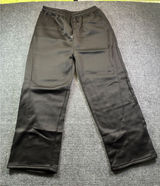 Womens Black Wide Leg Fleece Lined Sweatpants High Waist Drawstring Size Medium Photo 0