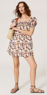 Tory Burch Floral Printed Smocked Mini Dress Medium Spring Summer Vacation Photo 0