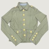 VTG 00s Hollister Co Olive Green Military Utility Jacket Size M Button Up Cotton Photo 0