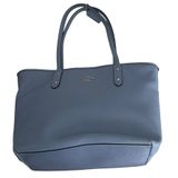 Coach Zip Top Tote Women Large Blue Excellent Crossgrain Leather F58846 Photo 0