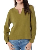 Madewell Womens Olive Green Waffle Knit Notch Neck Thermal Top Size Medium Photo 0