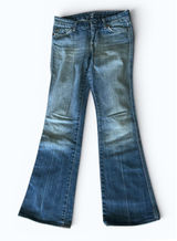 7 For All Mankind A Pocket Jeans Womens Size 26 Light Wash Rhinestone Flare Y2K Photo 0