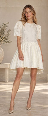ZARA Voluminous Flounce Mini Dress Ivory NEW Size L Photo 0