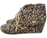 DV Dolce Vita Leopard Print Wedge Ankle Boots Lace Up Side Zip Women's Size 6‎ Photo 0